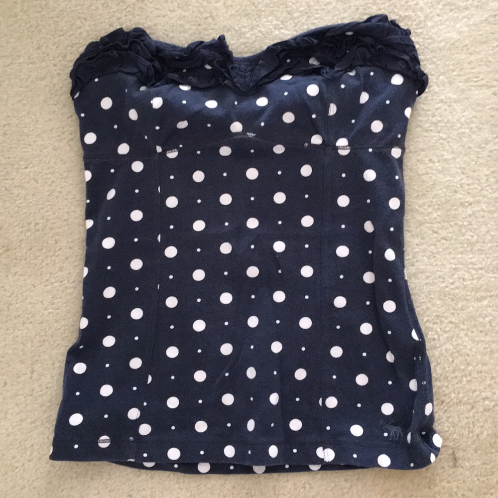Strapless polka dotted tank top